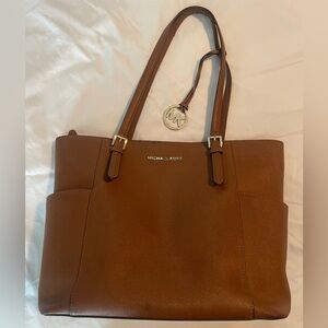 Michael Kors Large Brown Saffiano Leather East/West Travel Tote Some Wear